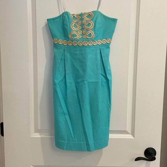 EUC Lilly Pulitzer Betsey Dress Wave Jacquard Dress Shorely Blue Sz. 4 - Picture 6 of 8